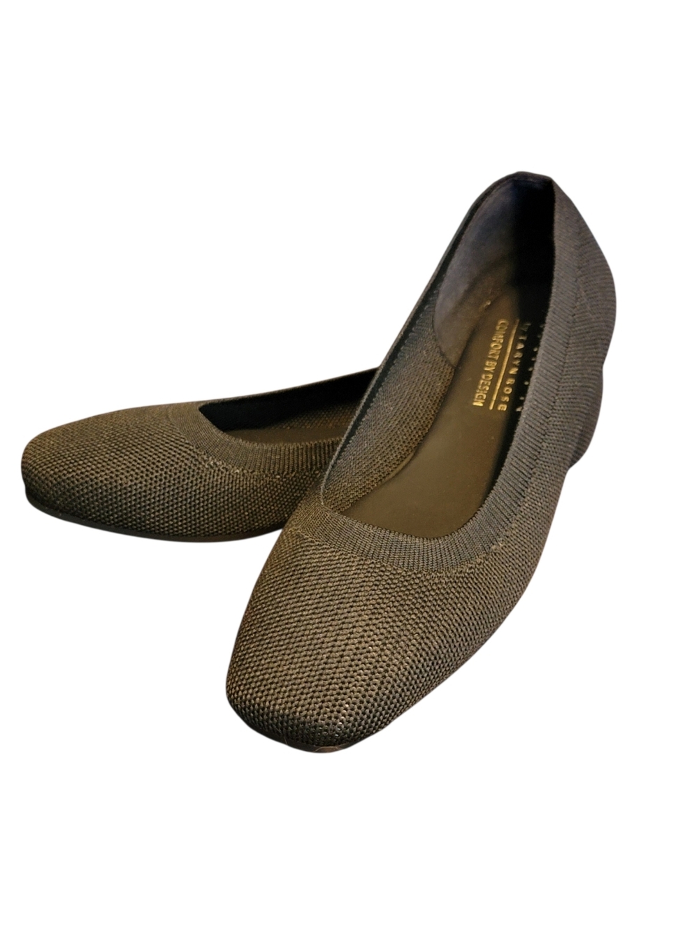 Taryn Rose Black Knit Square Toe Ballet Flats Comfort Shoes Size 6M